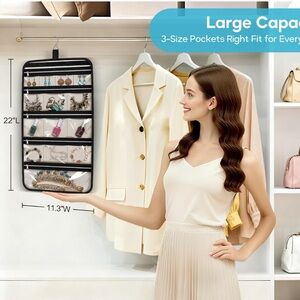 Hanging Jewelry Organizer tan and white new